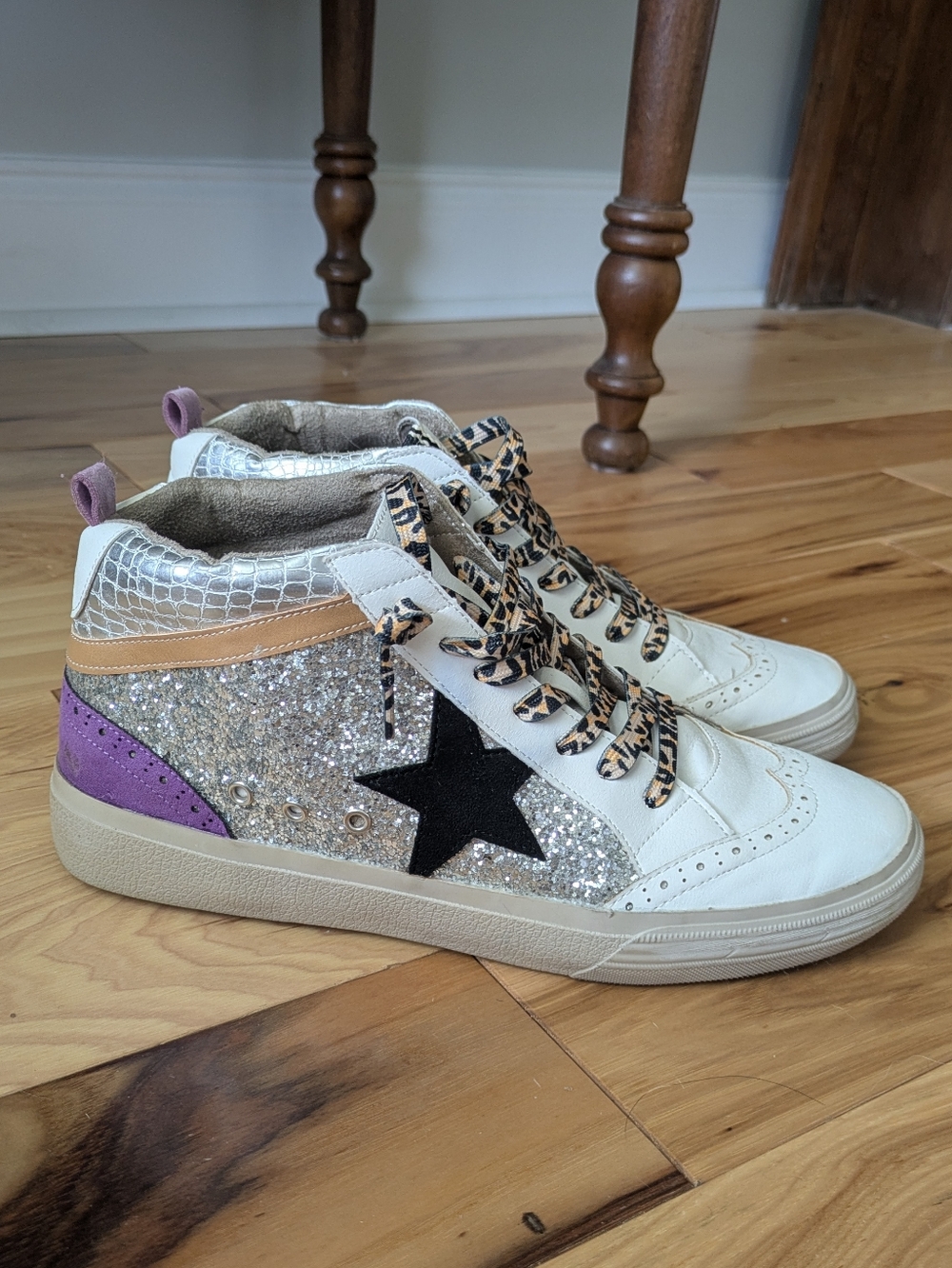 Rina High-Top Glitter Sneaker - Silver White